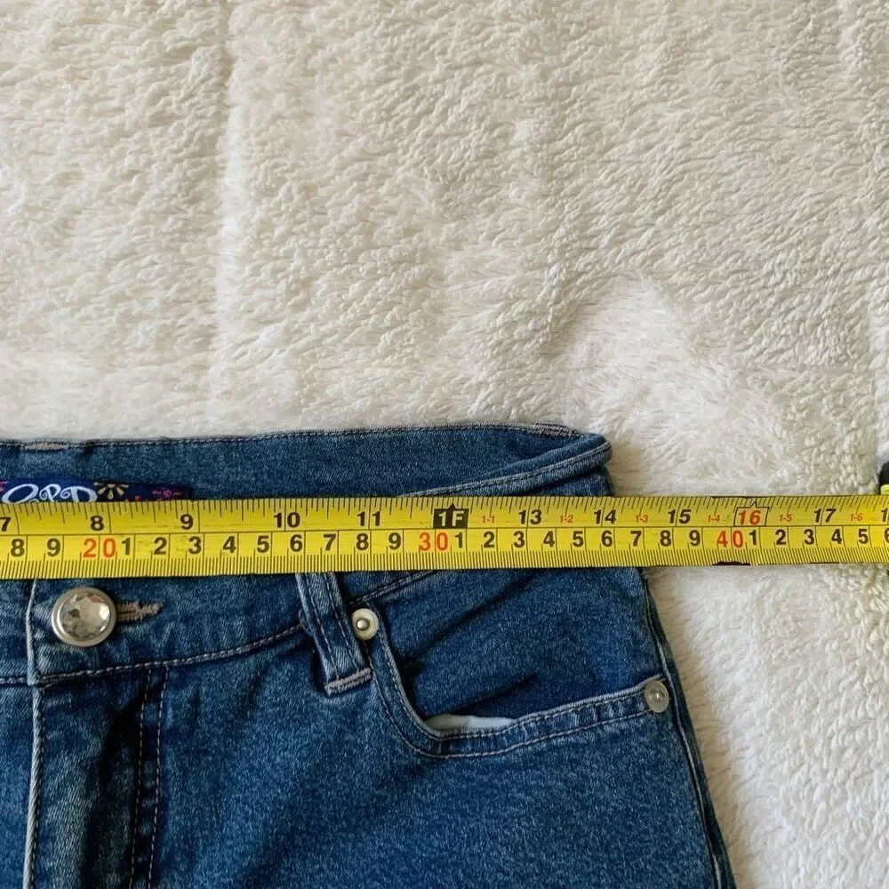 Vintage Y2K QPD Rhinestone Slit Bootcut Jeans Sz 5, Waist 14 - Inseam 30 EUC - Picture 7 of 9